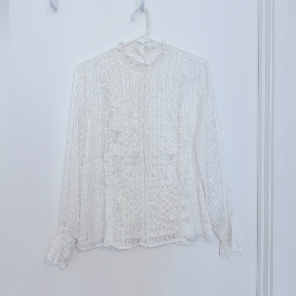 Elegant White Ruffled Women's Top